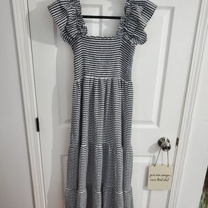 Flutter sleeve stripe midi dress